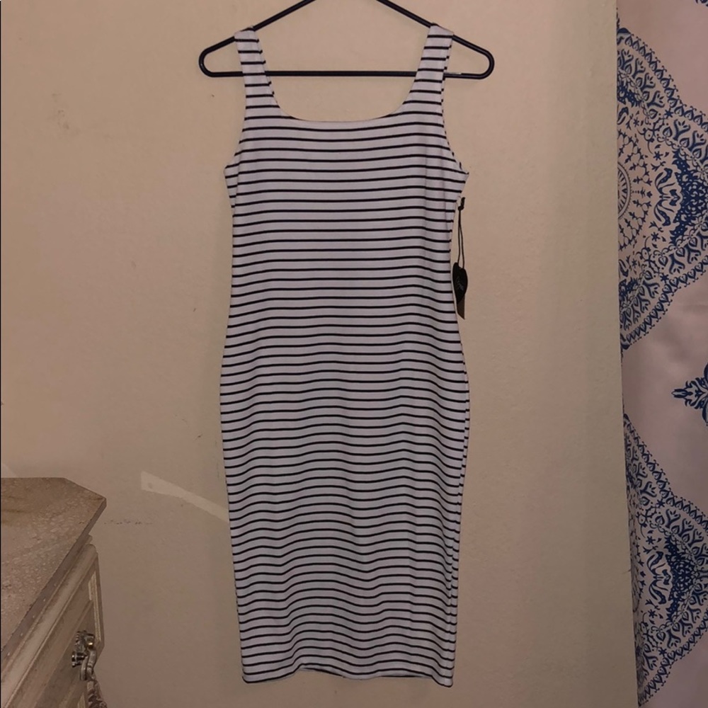 black and white stripped dress